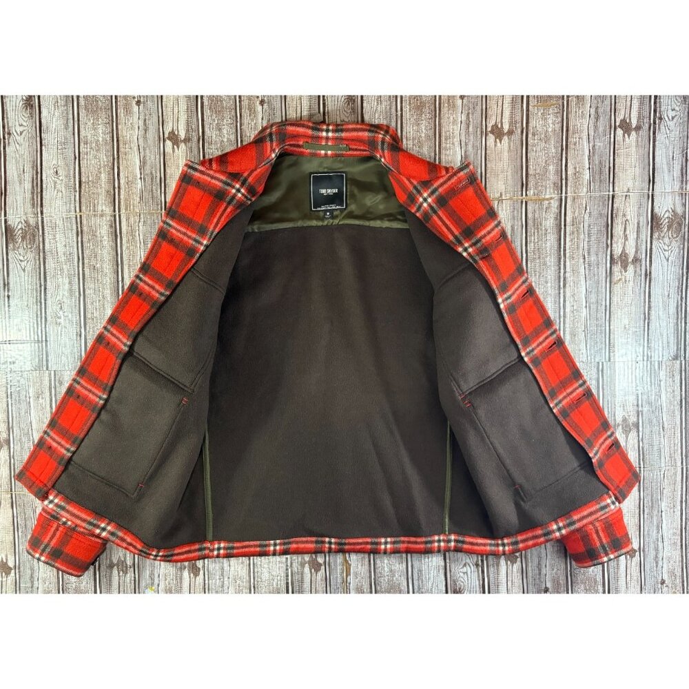 Todd Snyder Thick Wool Mackinaw Jacket size Medium color plaid Red Black NWOT - Picture 3 of 7